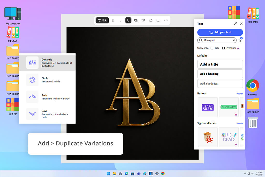 adobe express free monogram maker