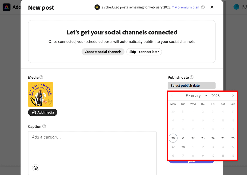 how to use adobe express scheduling