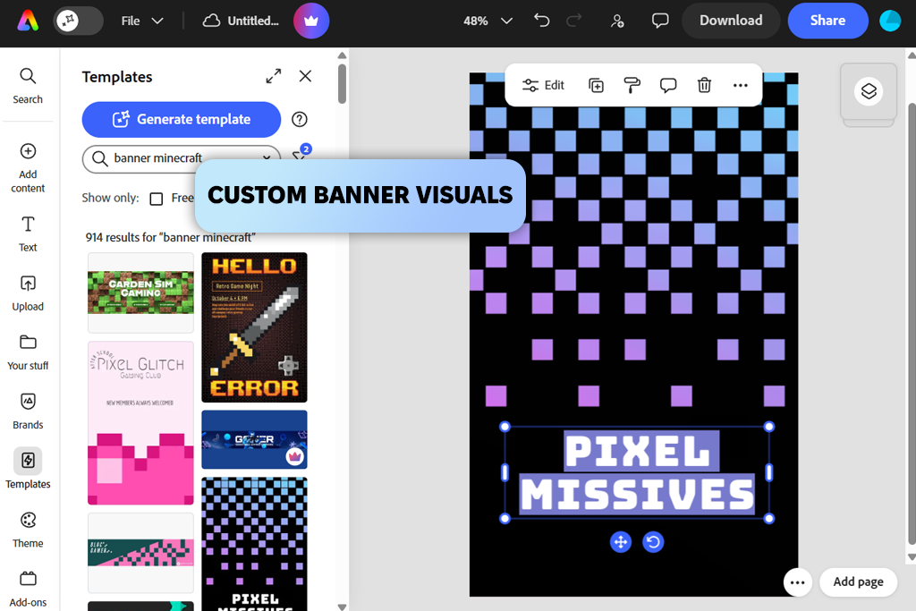 adobe express minecraft banner maker