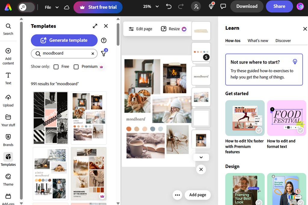 adobe express moodboard maker
