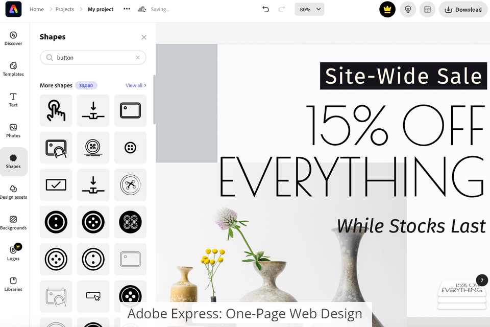 adobe express one-page web design