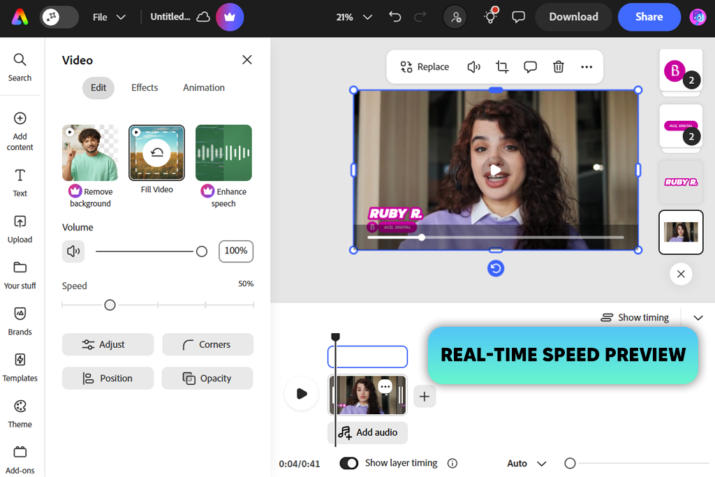adobe express online video speed changer