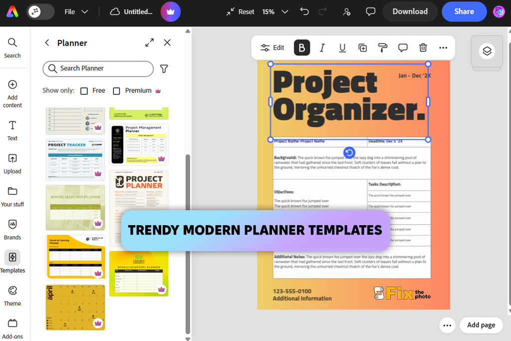 adobe express planner maker