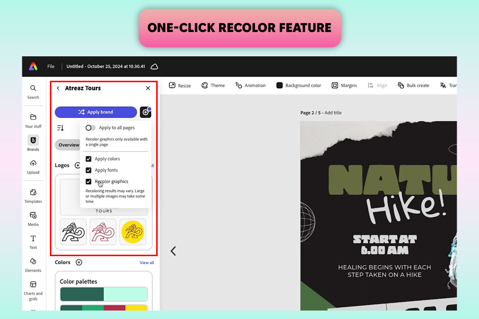 adobe express recolor interface