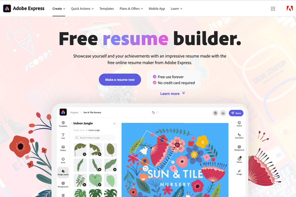adobe express website