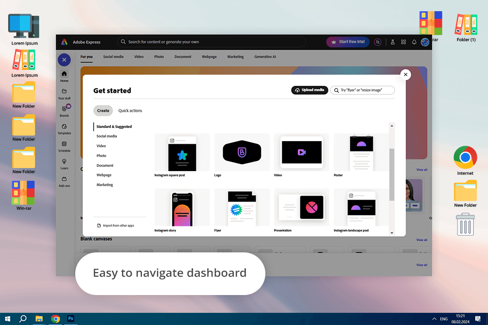 adobe express interface