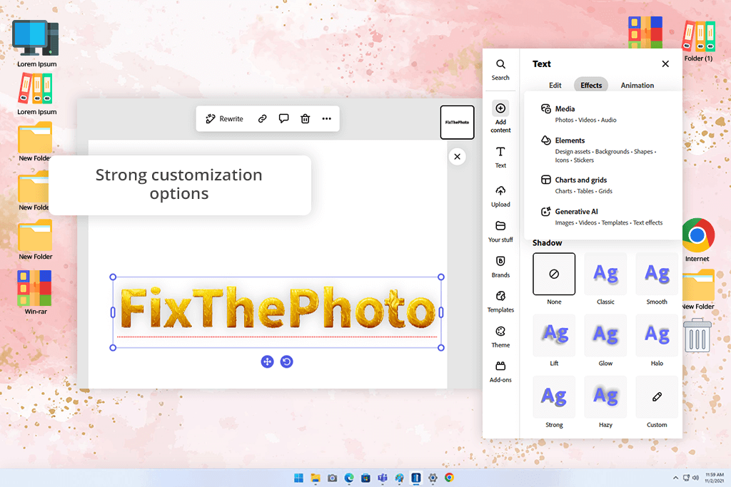 adobe express software interface