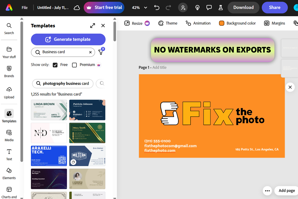 adobe express software interface