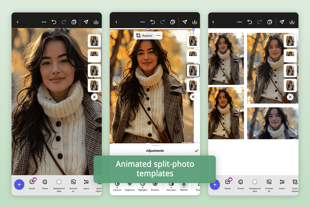 adobe express split screen photo app