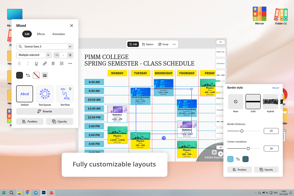 adobe express timetable maker