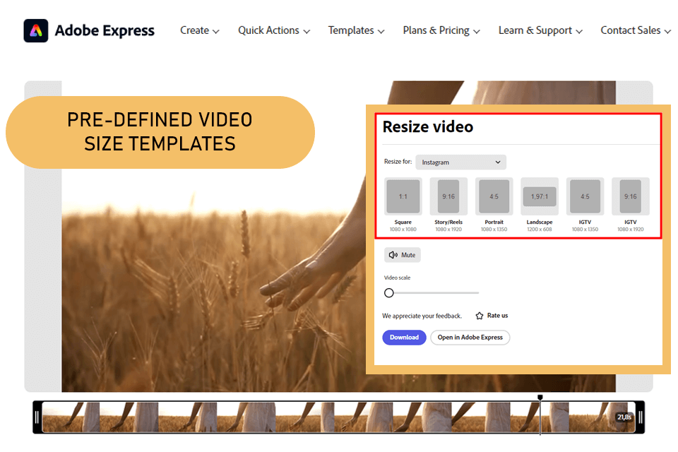 adobe express video resizer app