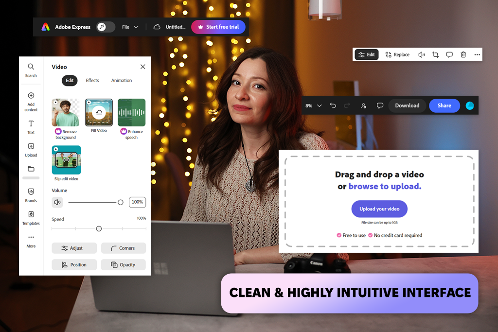adobe express interface