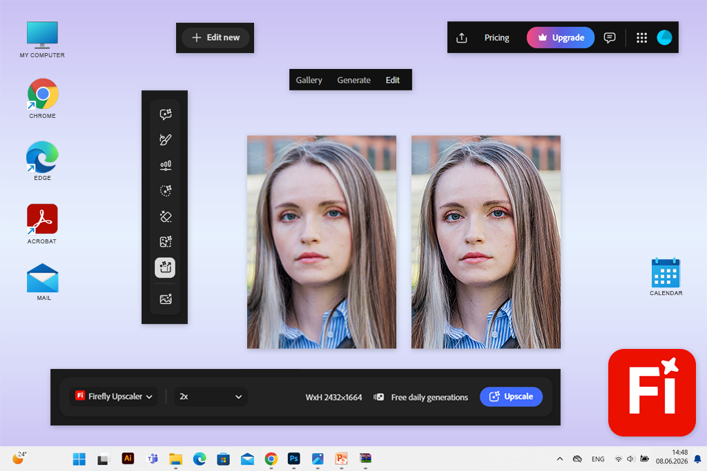 adobe firefly ai image sharpener tool