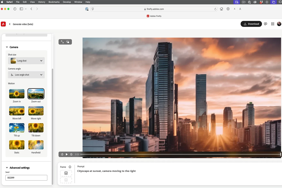 adobe firefly video interface