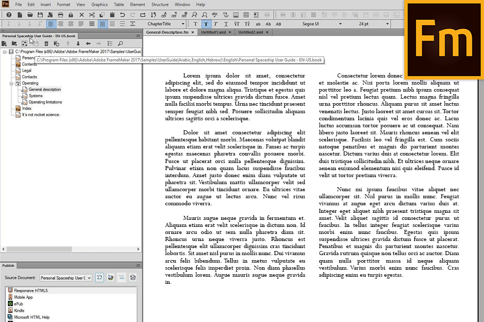واجهة Adobe Framemaker