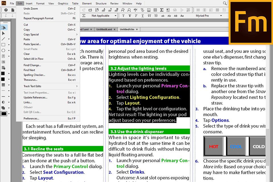 adobe FrameMaker interface