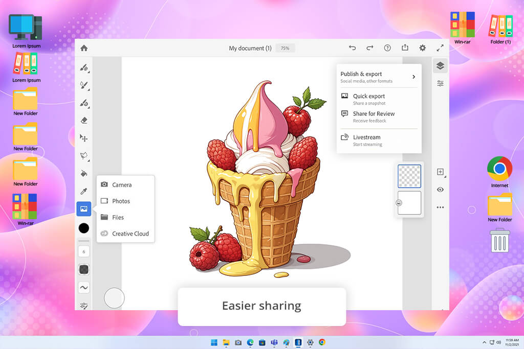 adobe fresco sharing feature