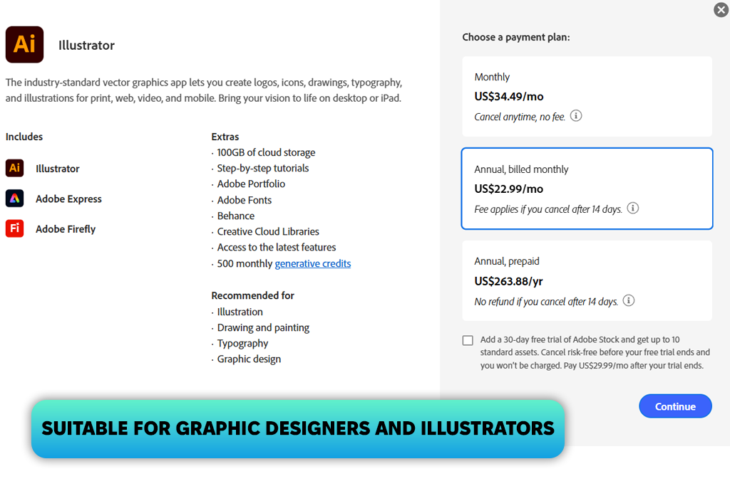 adobe illustrator single app plan