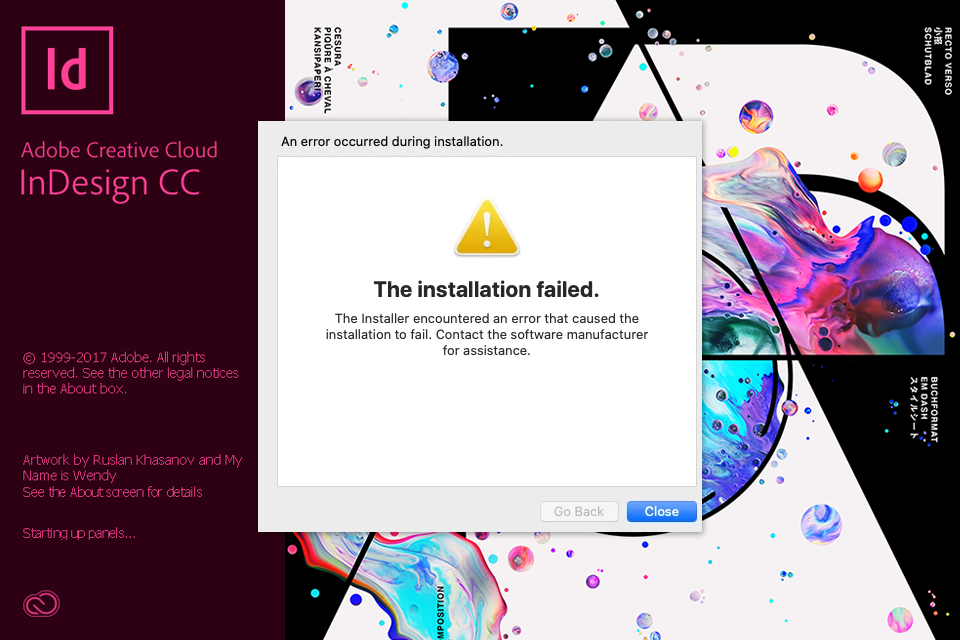 adobe indesign 2019 installation failed