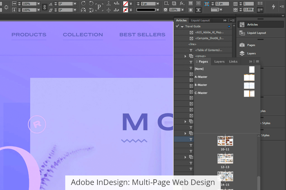 adobe indesign multi-page web design