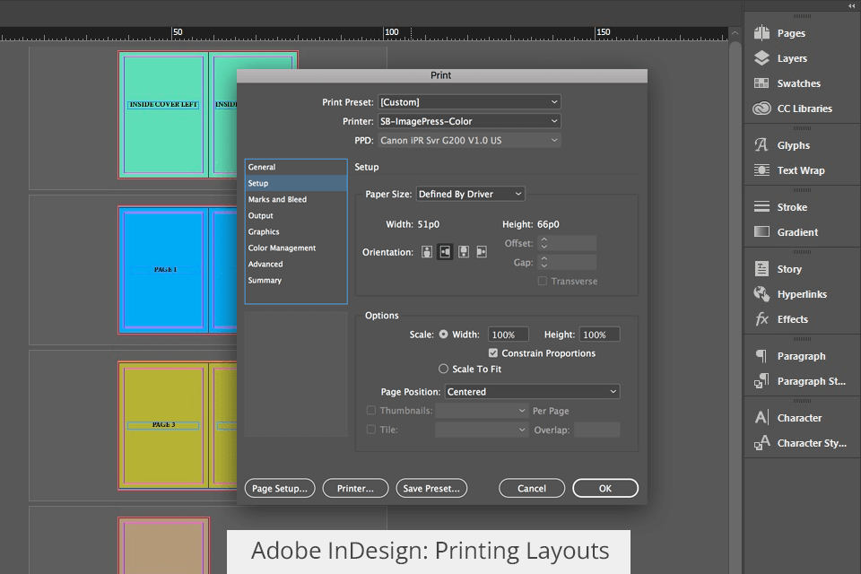 adobe indesign printing layouts