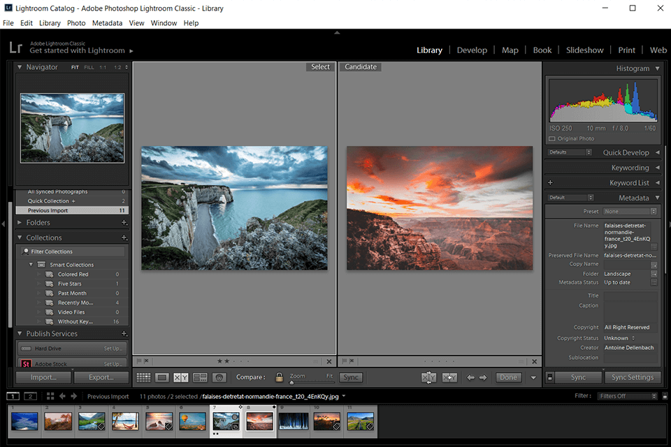 واجهة adobe lightroom