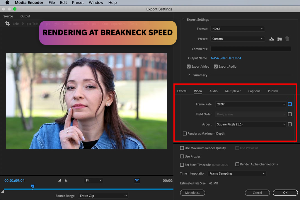 adobe media encoder video compressor interface