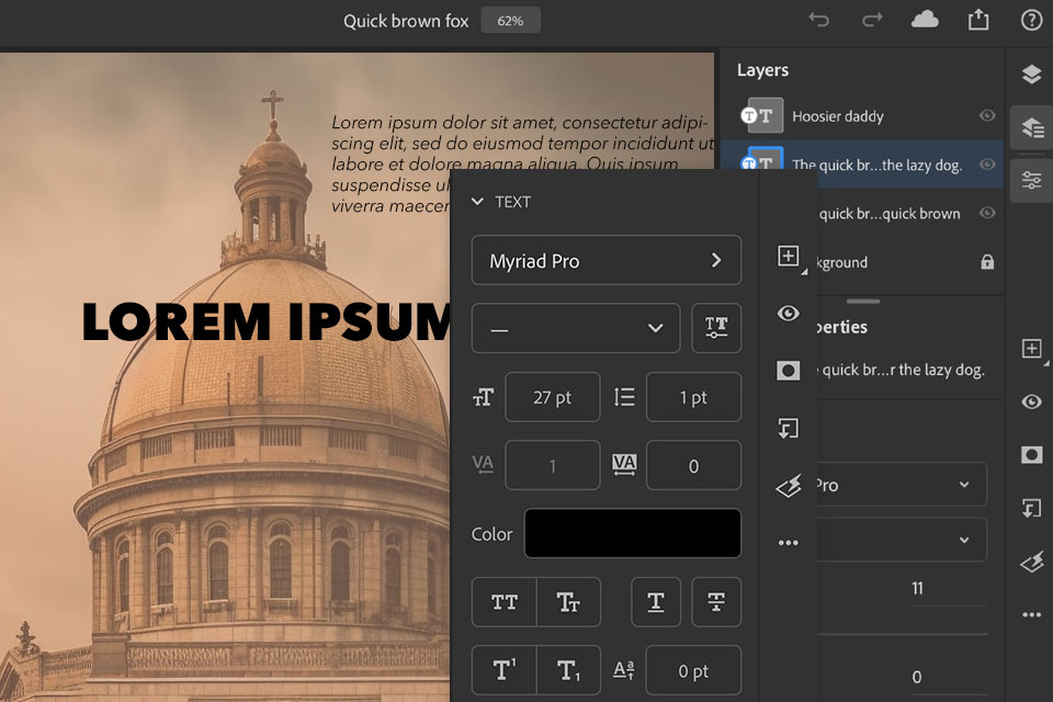 adobe photoshop for ipad text