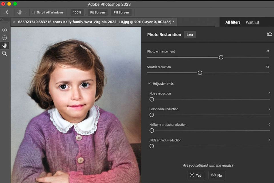 adobe photoshop photo restoration software interface
