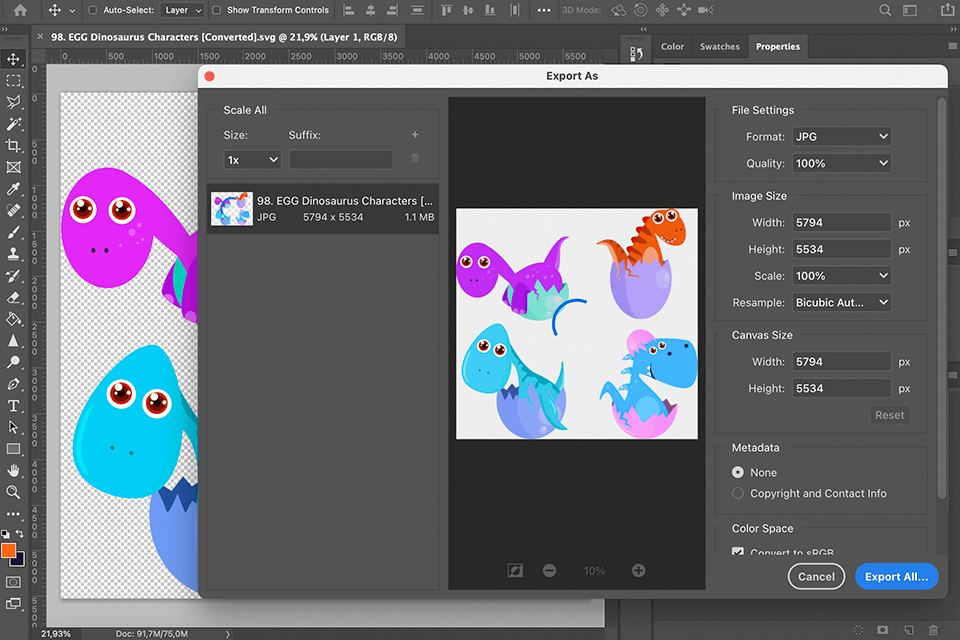adobe photoshop svg to jpg converter interface