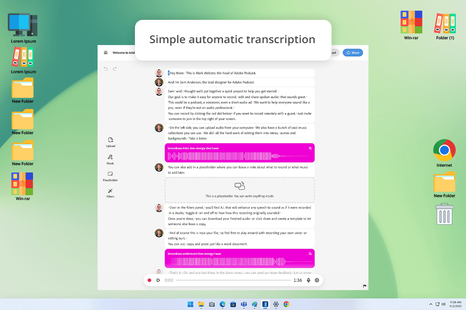 adobe podcast transcription feature