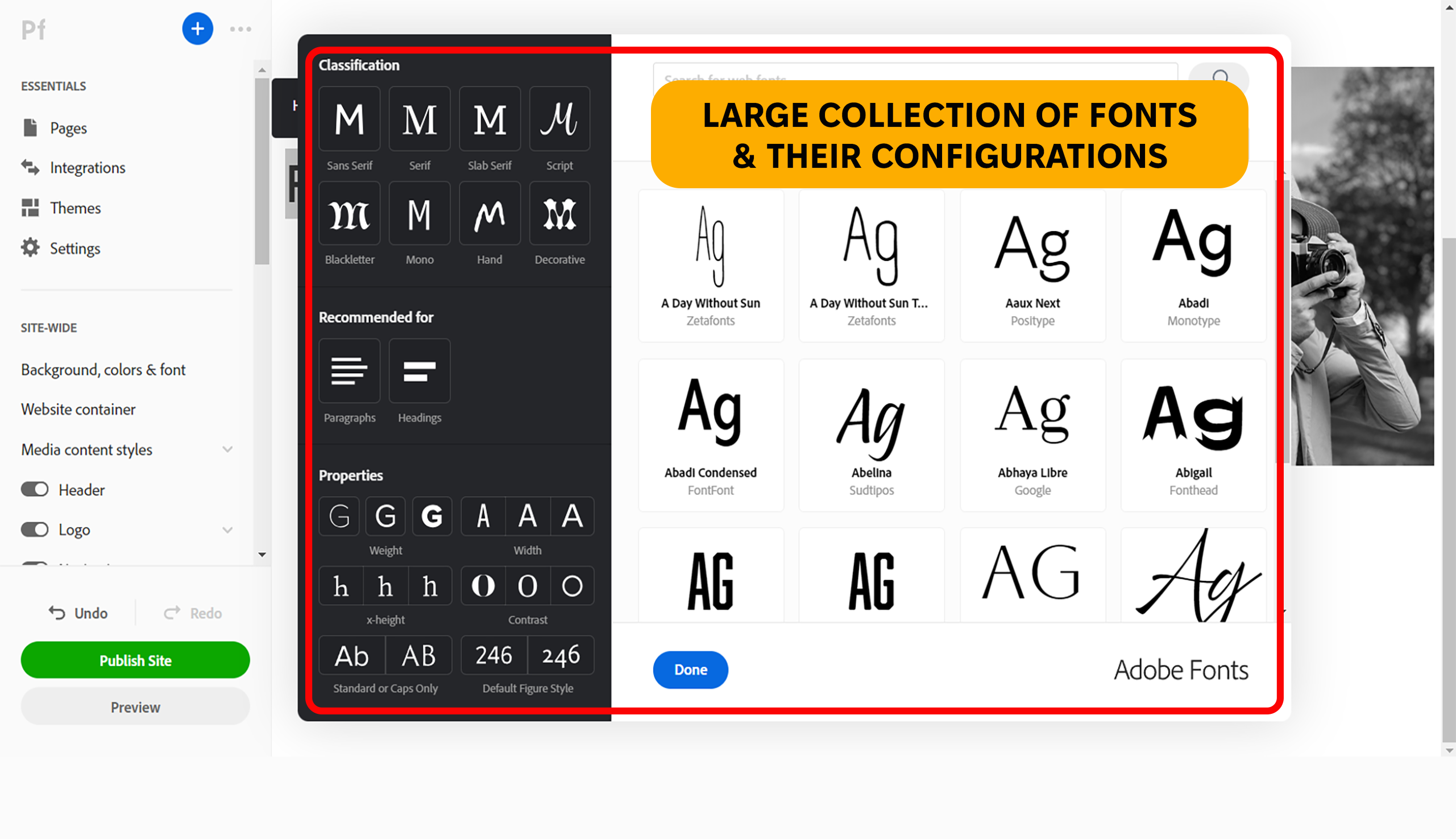 adobe portfolio screen