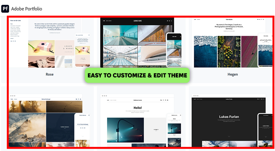adobe portfolio squarespace alternative interface