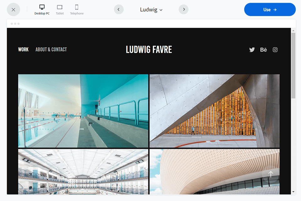 adobe portfolio website hosting for photographers interface
