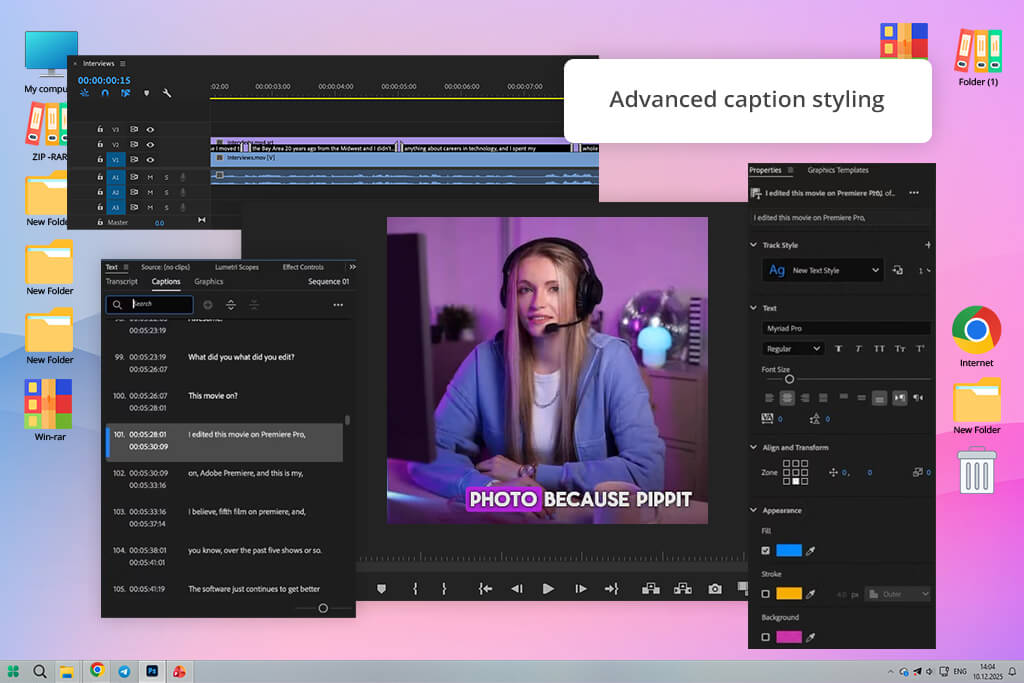 adobe premiere free ai video transcriber