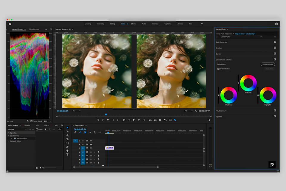 adobe premiere pro ai video upscaler interface