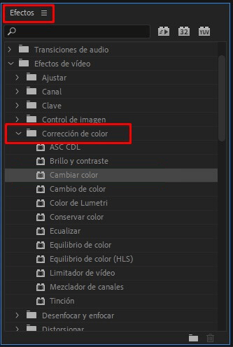efecto de cambio del color de adobe premiere pro