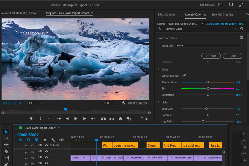 adobe premiere pro 4k video editing software interface
