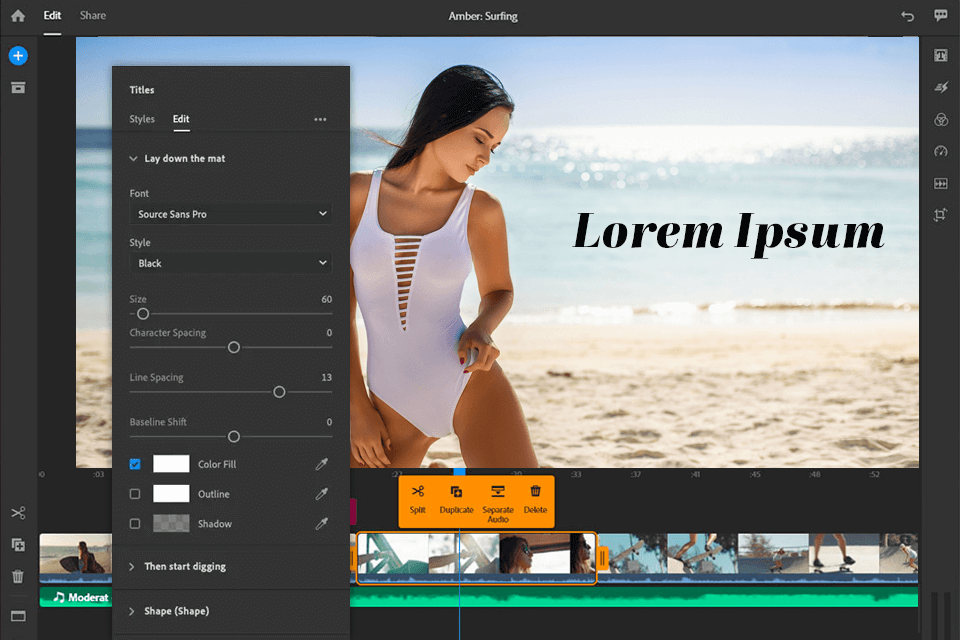 adobe premiere rush social media management tool interface