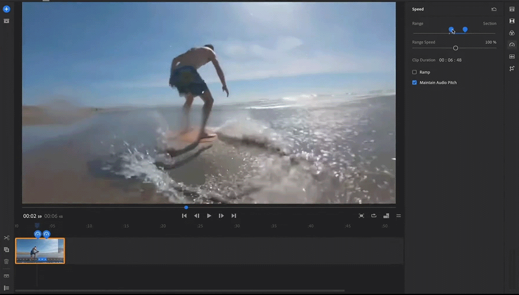 adobe premiere rush speed controls gif