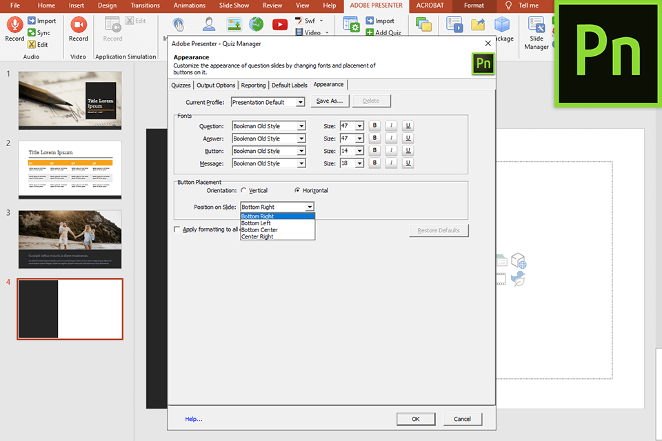 واجهة مقدم adobe