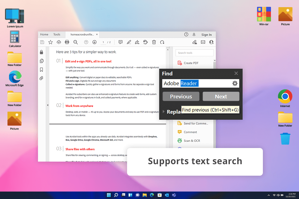 adobe reader pdf reader for windows 11 interface