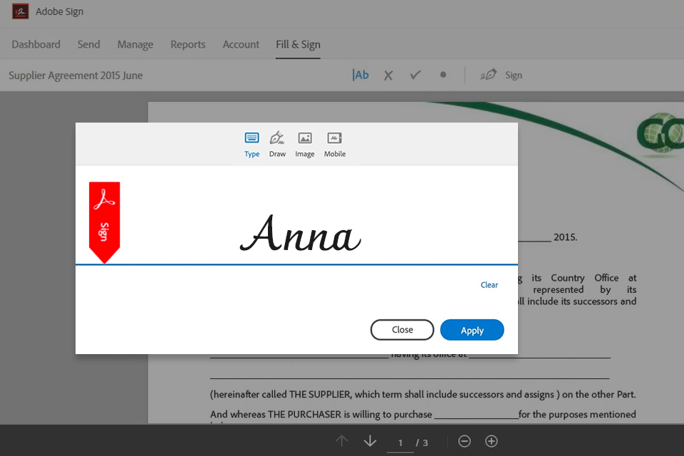 adobe sign signature app interface
