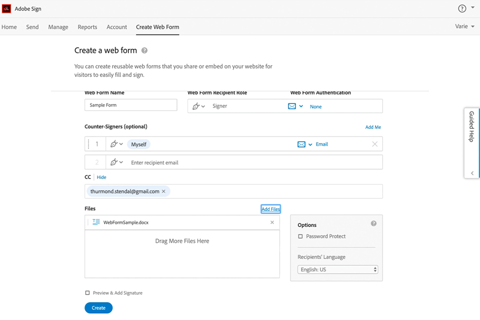adobe sign web forms