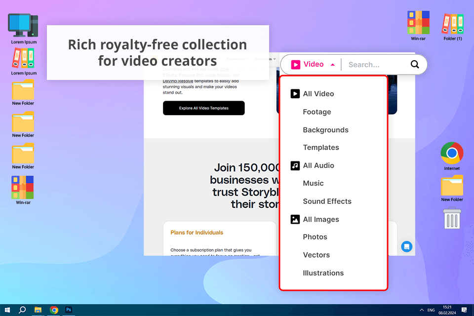 storyblocks interface