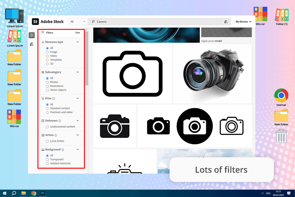 adobe stock search filters