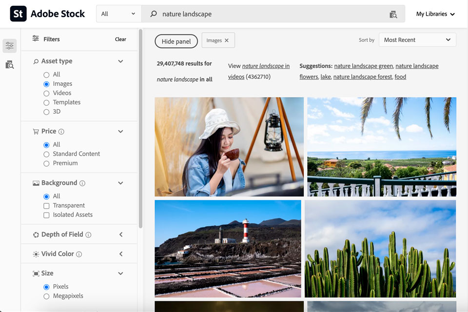 adobe stock shutterstock alternative interface