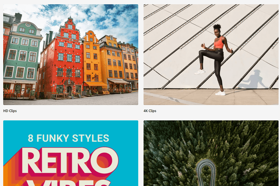 adobe stock video site interface