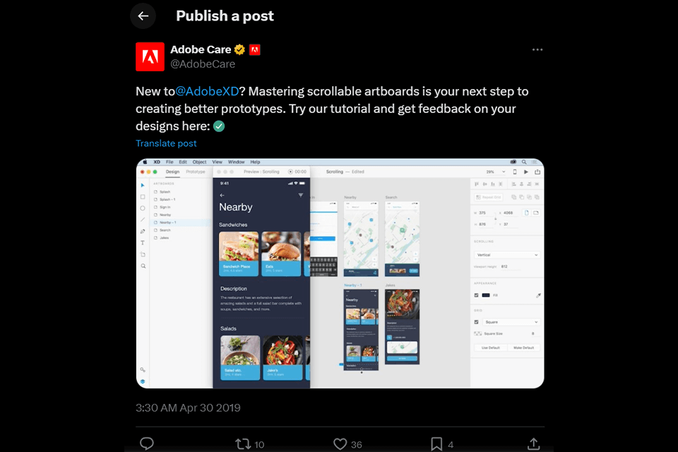 adobe xd post
