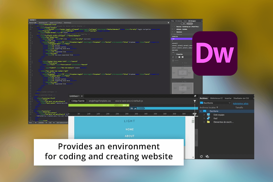 dreamweaver interface